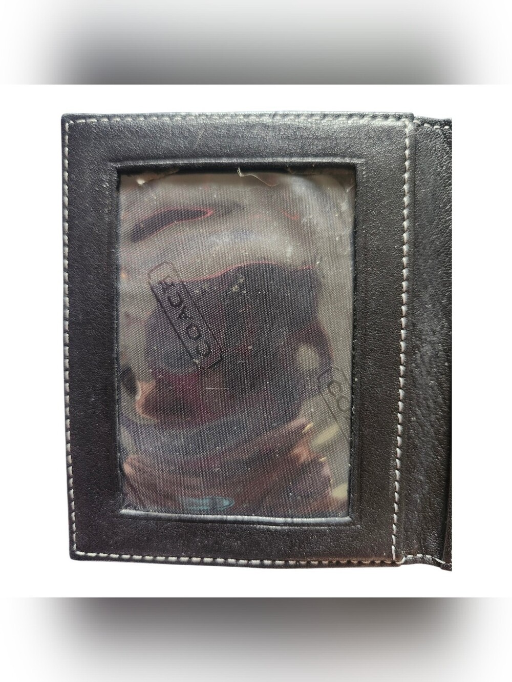 Coach Black Leather Tab Closure Wallet with White Stitching - Picture 4 of 5